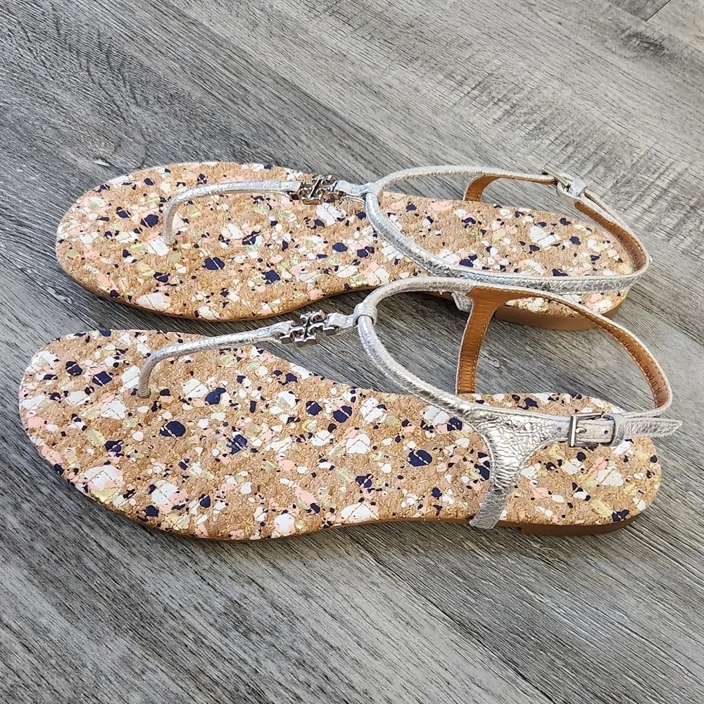 Tory Burch Marion Confetti Quilted T-Strap Sandals‎
